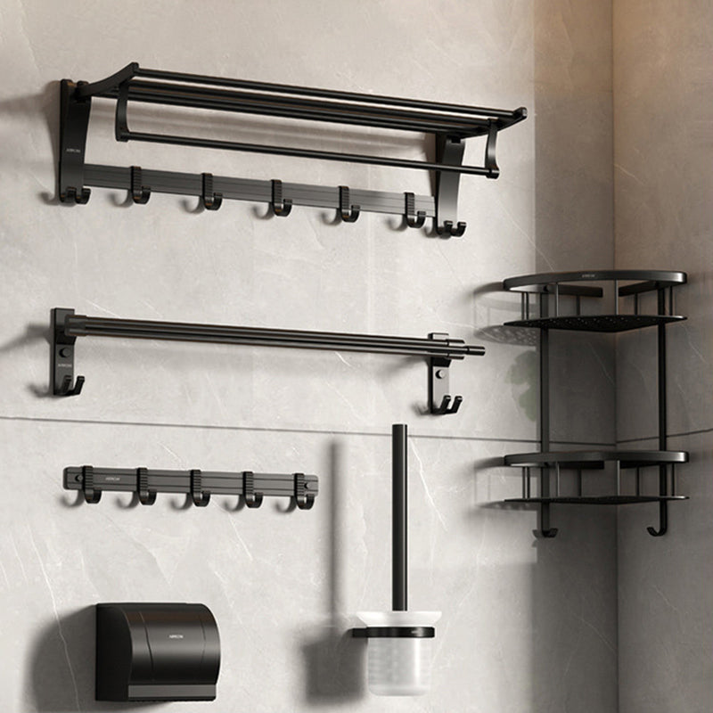 Contemporary Aluminum Bath Hardware Set Black Bathroom Accessory Kit