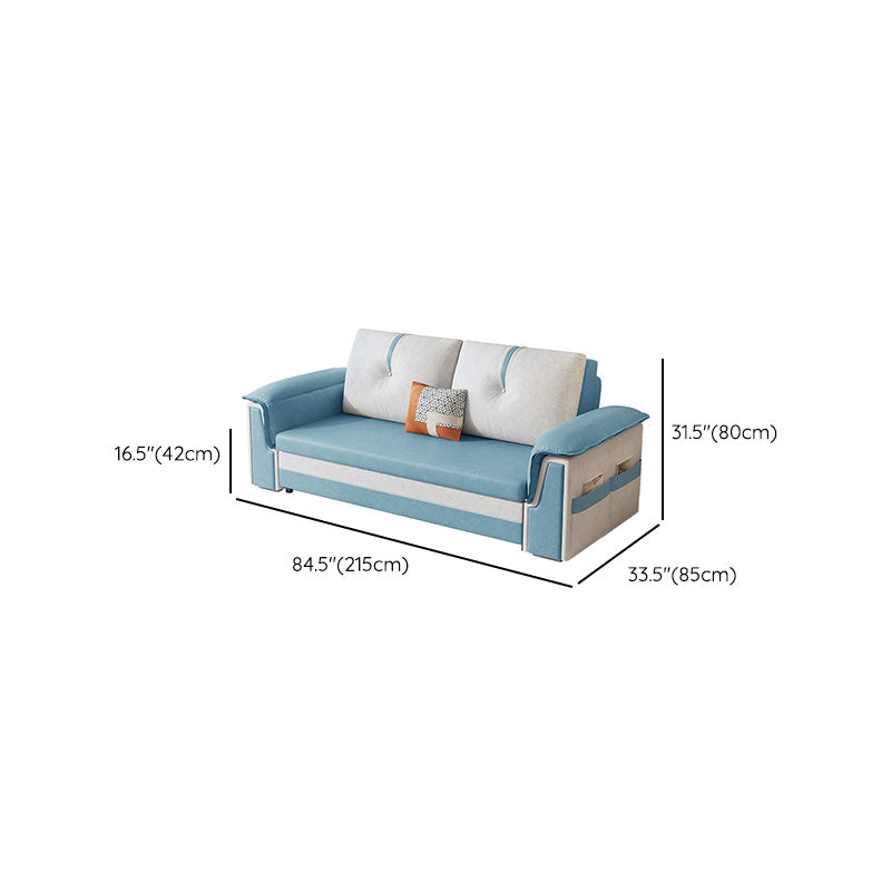 Scandinavian Faux Leather Sleeper Sofa Upholstered Pillow Top Arm Sofa Bed