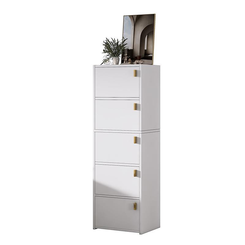 Modern Rectangle Chest White Wood Storage Cabinet with Drawer