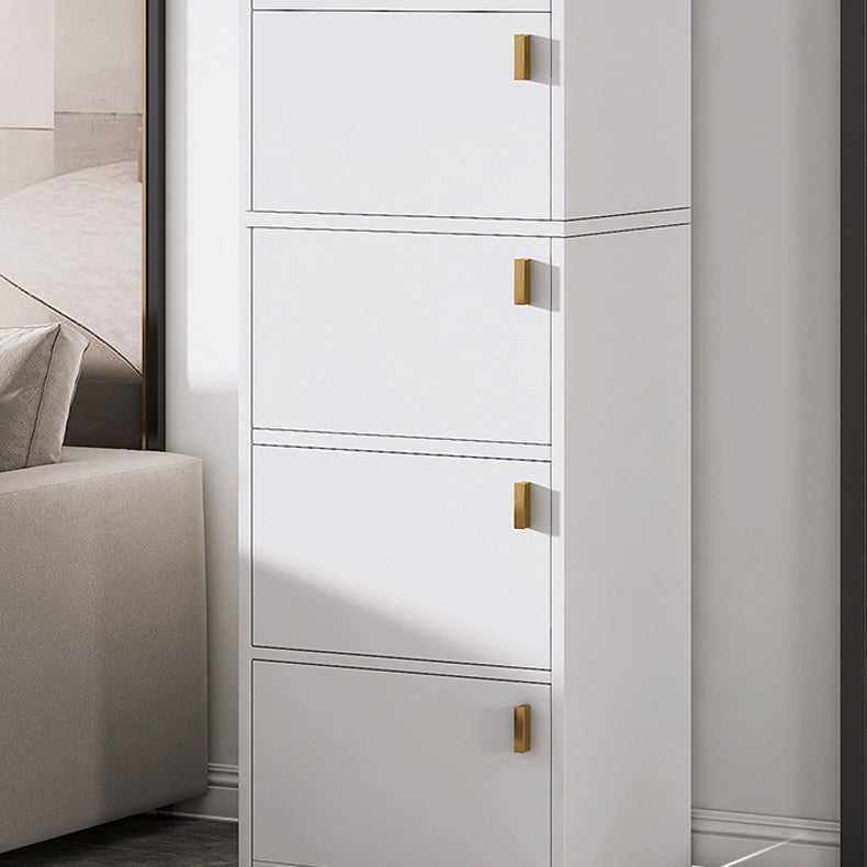 Modern Rectangle Chest White Wood Storage Cabinet with Drawer