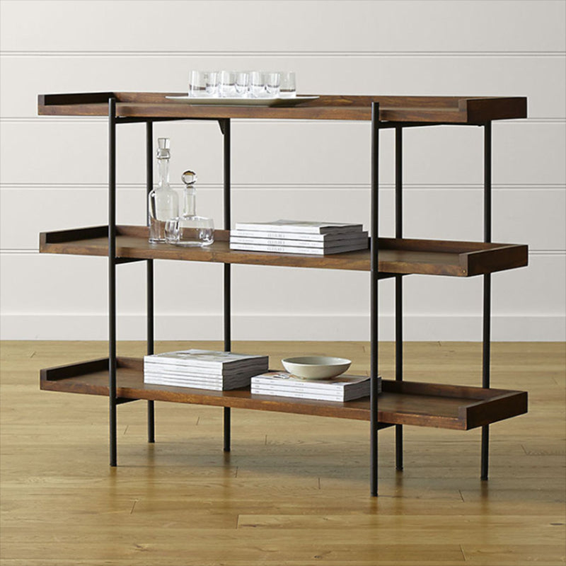 Wooden Standard Bookcase Industrial Open Back Bookshelf with Shelves