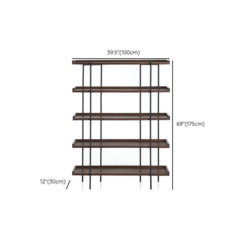 Wooden Standard Bookcase Industrial Open Back Bookshelf with Shelves