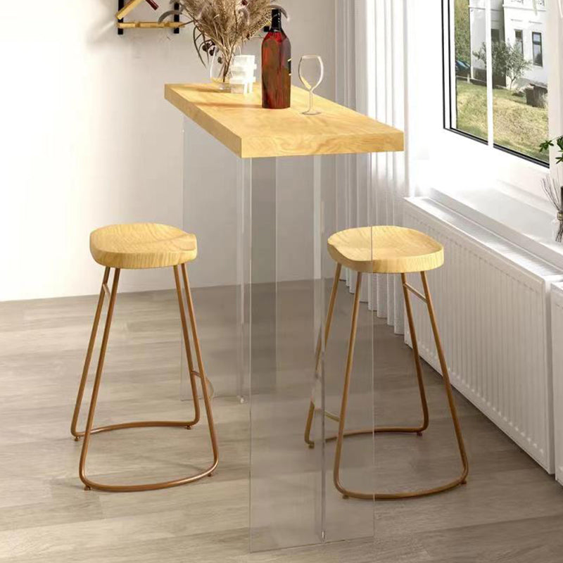 Rectangle Solid Wood Bar Height Table Contemporary Acrylic Double Pedestal Bar Table