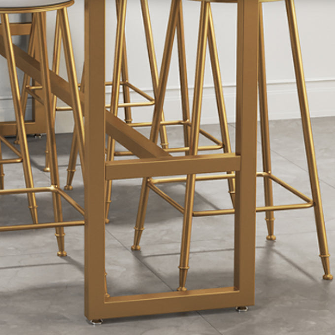 White Faux Marble Bar Height Table Glam Rectangle Bar Dining Table