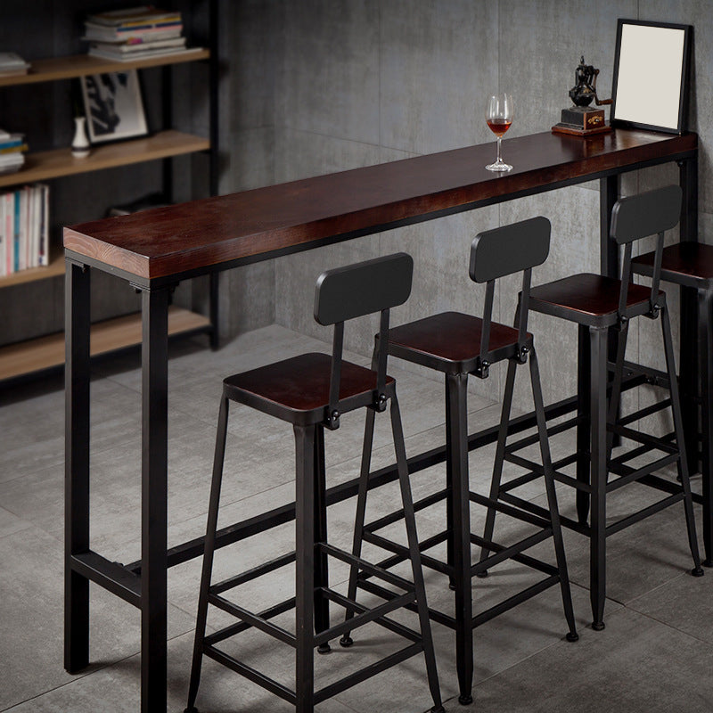 Industrial Rectangle Bistro Bar Table Solid Wood Bar Table for Dining Room