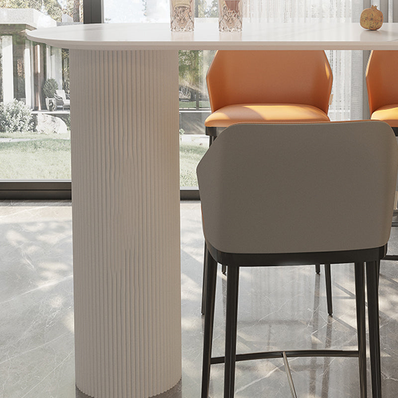 Modern Sintered Stone Bistro Bar Table Double Pedestal Bar Table