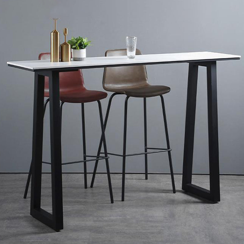 Rectangle Bar Table Sintered Stone Dining Table with Metal Base for Kitchen