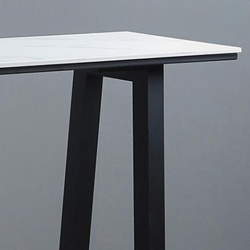 Rectangle Bar Table Sintered Stone Dining Table with Metal Base for Kitchen