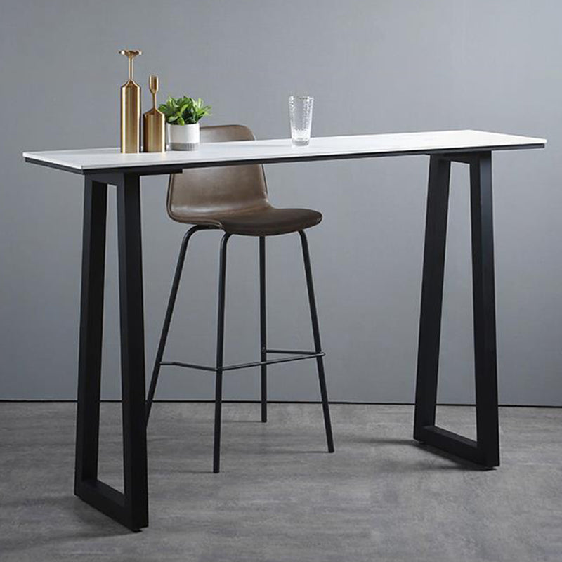 Rectangle Bar Table Sintered Stone Dining Table with Metal Base for Kitchen