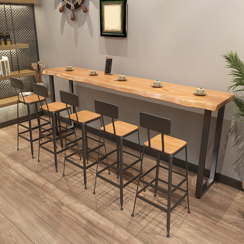 Industrial Rectangle Wood Bar Table Sled Base Dining Table for Kitchen