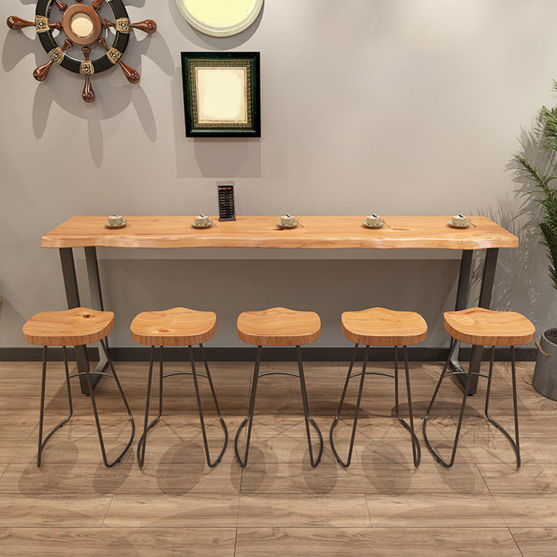 Industrial Rectangle Wood Bar Table Sled Base Dining Table for Kitchen
