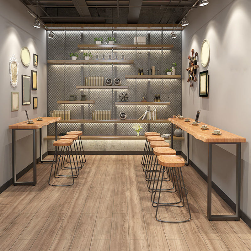 Industrial Rectangle Wood Bar Table Sled Base Dining Table for Kitchen