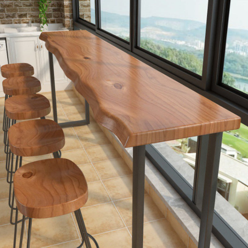 Industrial Rectangle Wood Bar Table Sled Base Dining Table for Kitchen
