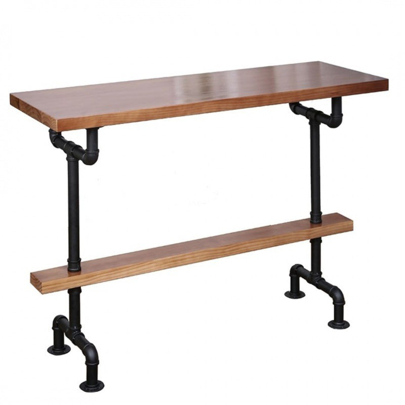 Industrial Solid Wood Bar Table Rectangle Bistro Dining Table