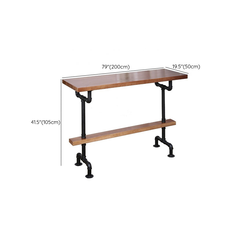 Industrial Solid Wood Bar Table Rectangle Bistro Dining Table