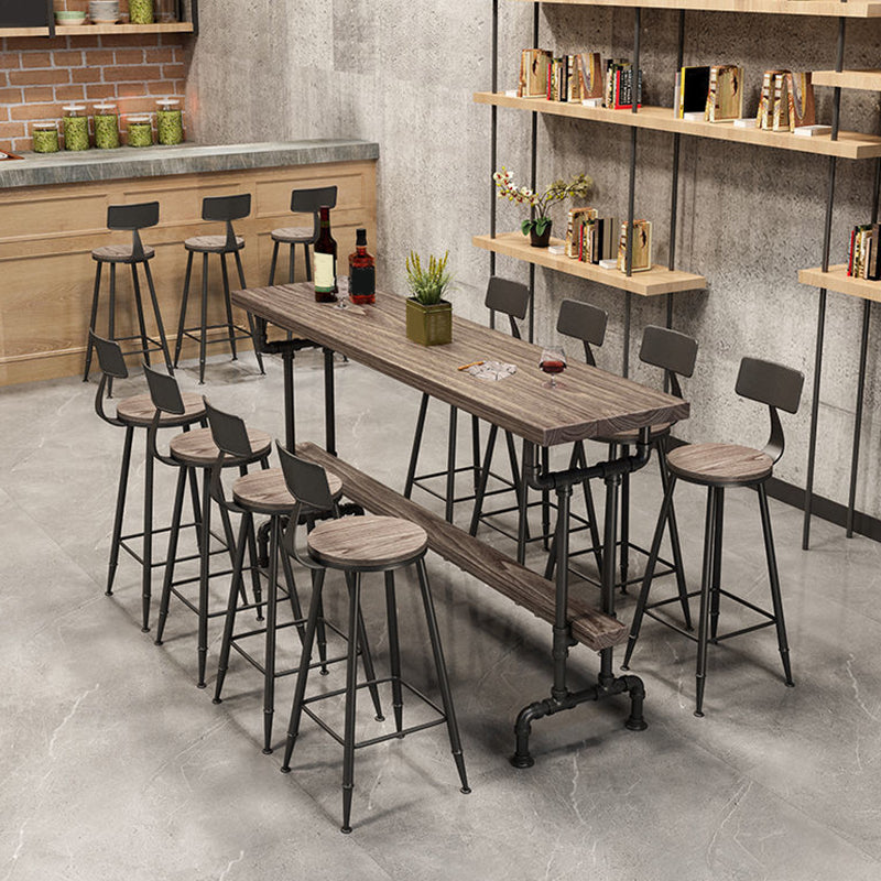 Industrial Solid Wood Bar Table Rectangle Dining Table for Kitchen