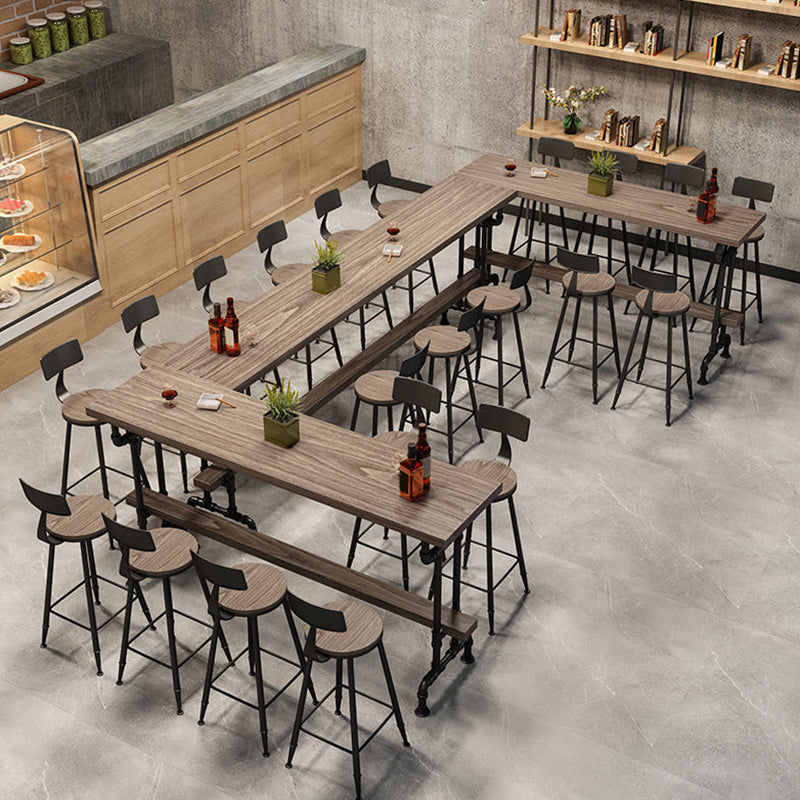 Industrial Solid Wood Bar Table Rectangle Dining Table for Kitchen