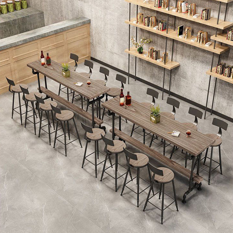 Industrial Solid Wood Bar Table Rectangle Dining Table for Kitchen