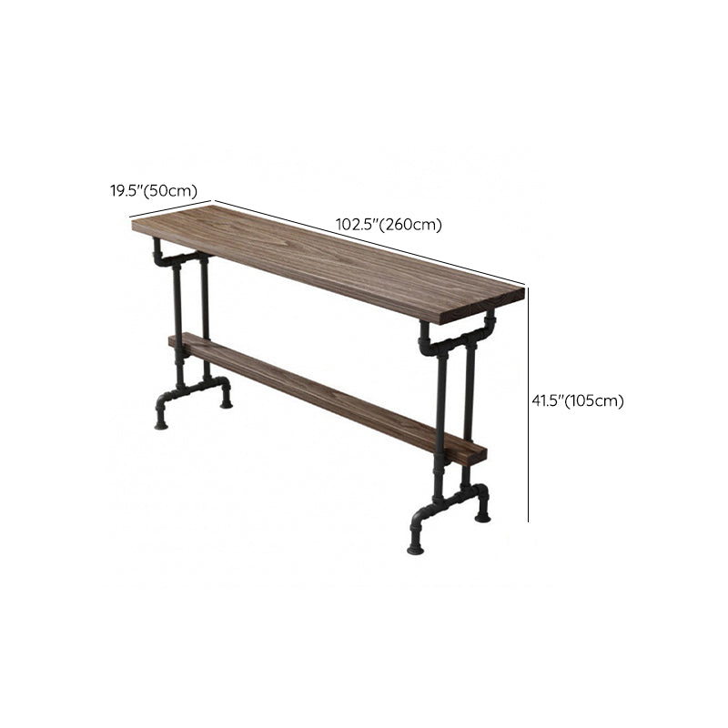 Industrial Solid Wood Bar Table Rectangle Dining Table for Kitchen
