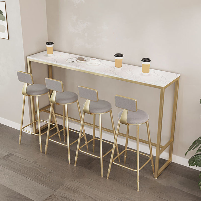 Glam Sintered Stone Bar Table Trestle Base Dining Table for Kitchen