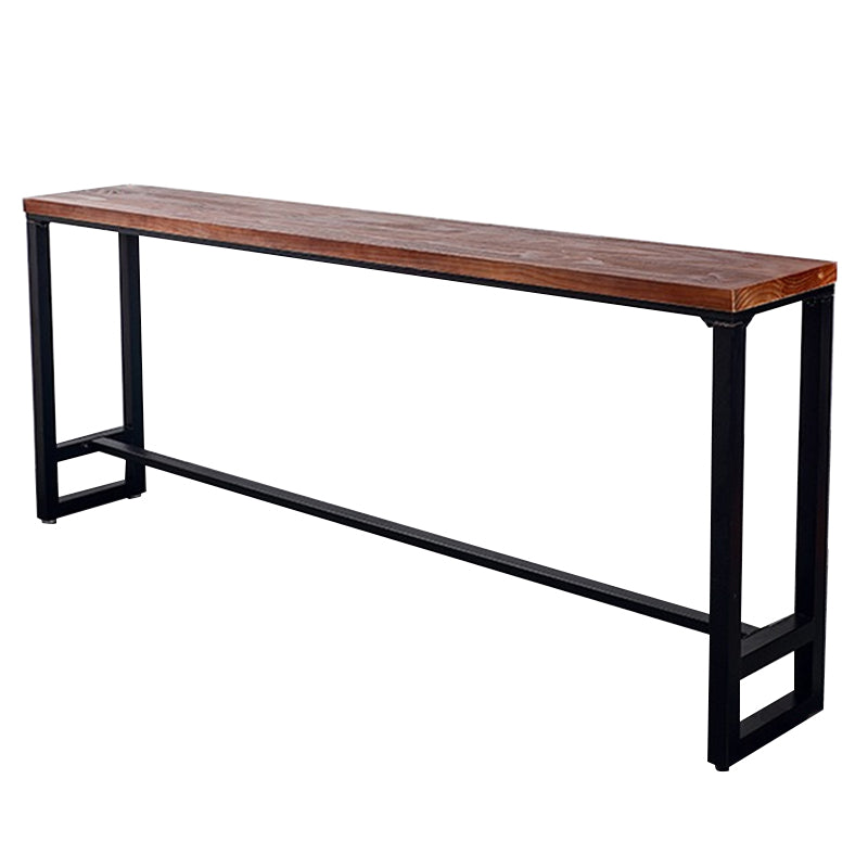Industrial Solid Wood Bar Table Trestle Base Dining Table for Bistro