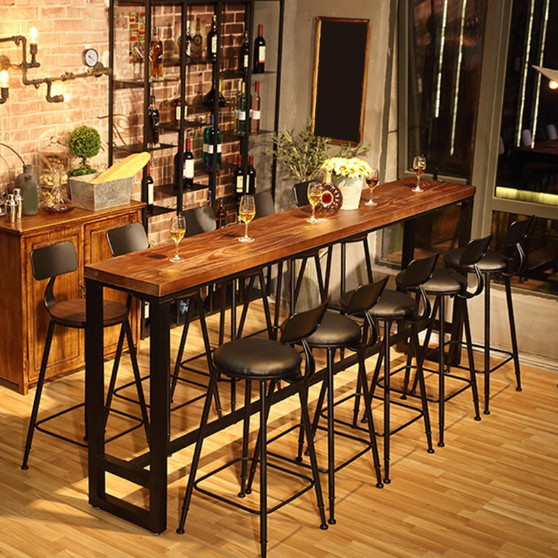 Industrial Solid Wood Bar Table Trestle Base Dining Table for Bistro