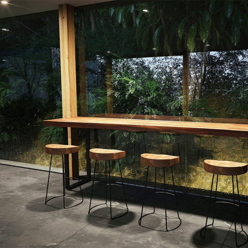 Industrial Trestle Base Dining Table Solid Wood Bar Table for Bistro