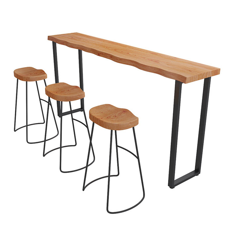 Industrial Trestle Base Dining Table Solid Wood Bar Table for Bistro