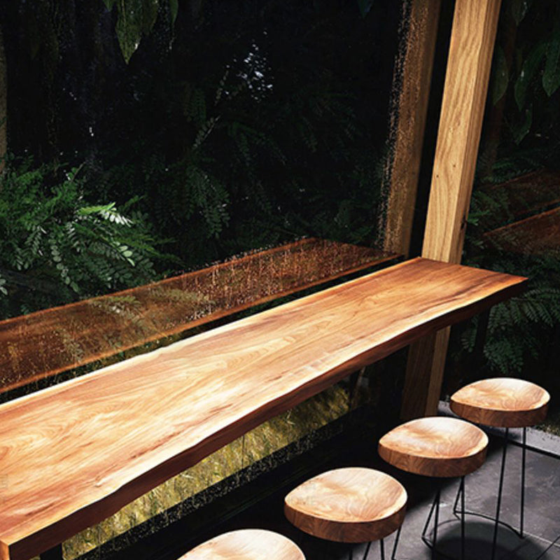 Industrial Trestle Base Dining Table Solid Wood Bar Table for Bistro