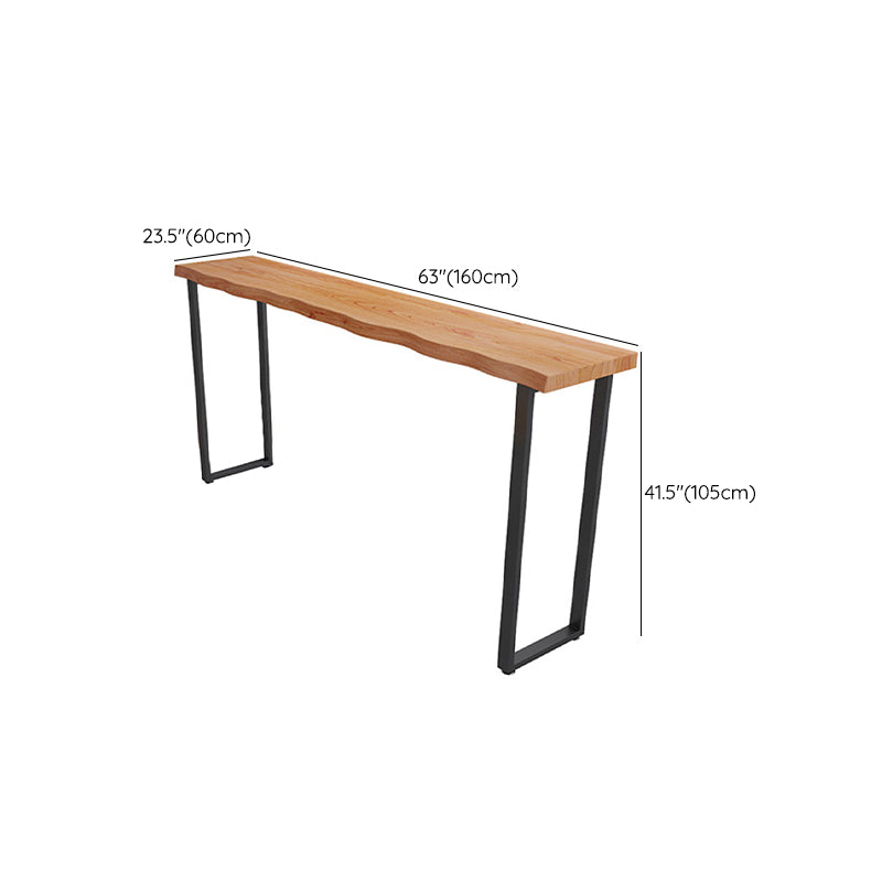 Industrial Trestle Base Dining Table Solid Wood Bar Table for Bistro