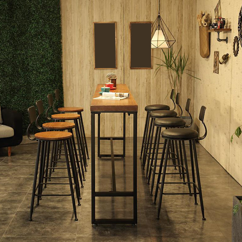 Trestle Base Dining Table Industrial Solid Wood Bar Table for Bistro