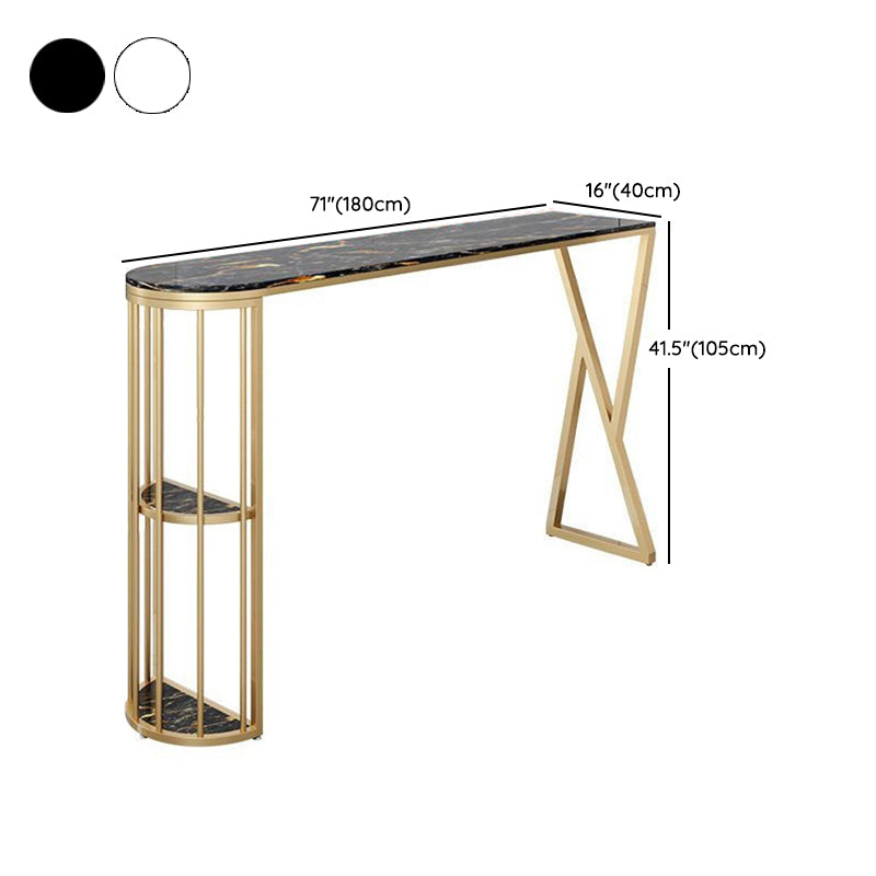 Glam Stone 1/2/3 Pieces Bar Table Set Rectangle Bar Table with Metal Legs