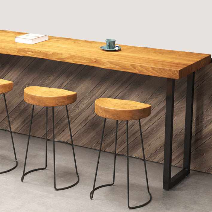 Industrial Rectangle Pub Table Set 1/2/5 Pieces Wooden Bar Table with Backless Stools