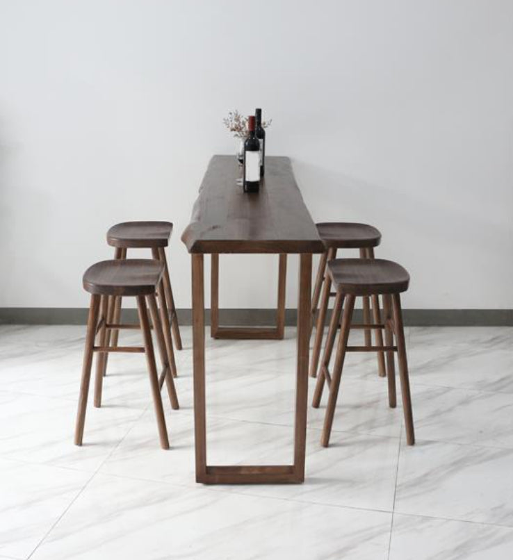 Contemporary Rectangle Pub Table Set 1/4/5 Pcs Bar Table with Wooden Stools
