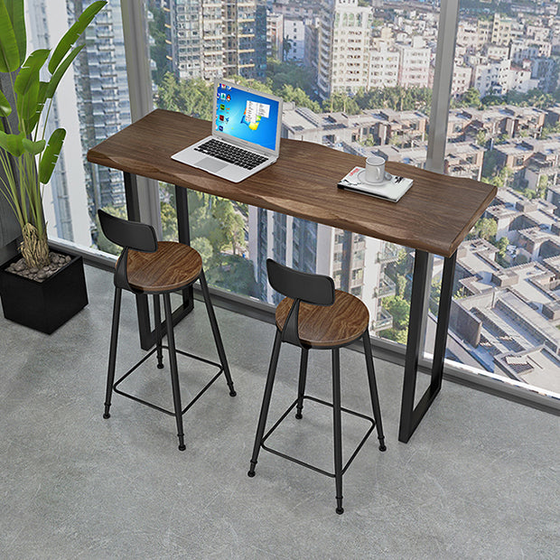 1/3 Pieces Brown Wood Top Bar Set with Stools Industrial Rectangle Pub Table Set