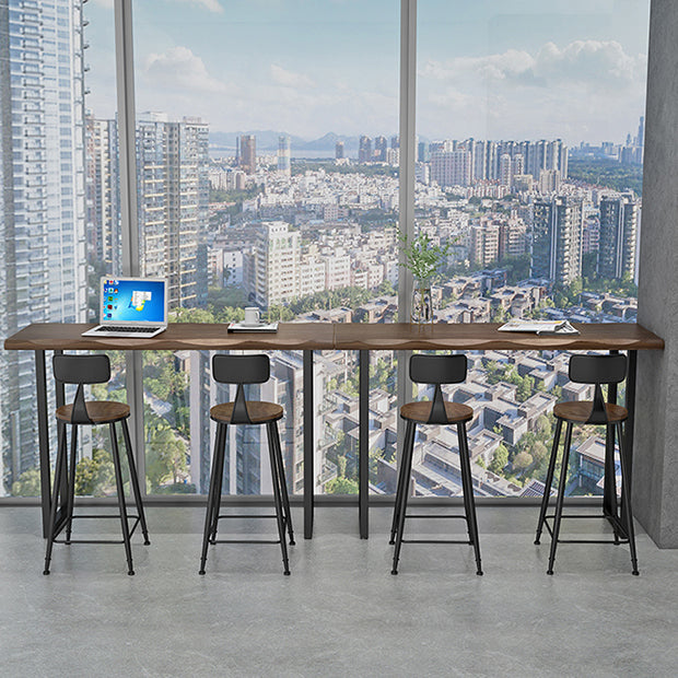 1/3 Pieces Brown Wood Top Bar Set with Stools Industrial Rectangle Pub Table Set