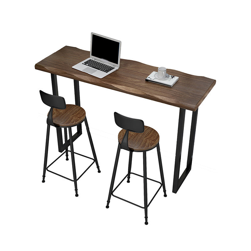 1/3 Pieces Brown Wood Top Bar Set with Stools Industrial Rectangle Pub Table Set