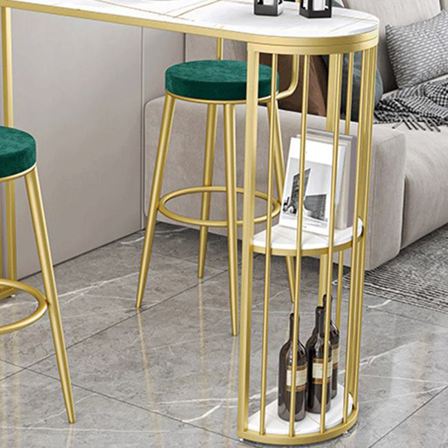 Modern 1/2/3 Pieces Bar Table Set Stone Counter Table with High Stools for Living Room