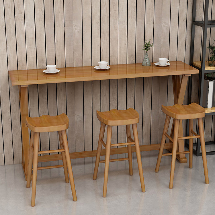 Modern Rectangle Bar Table Set 1/2/4/7 Pcs Solid Wood Bar Table and Backless Stools