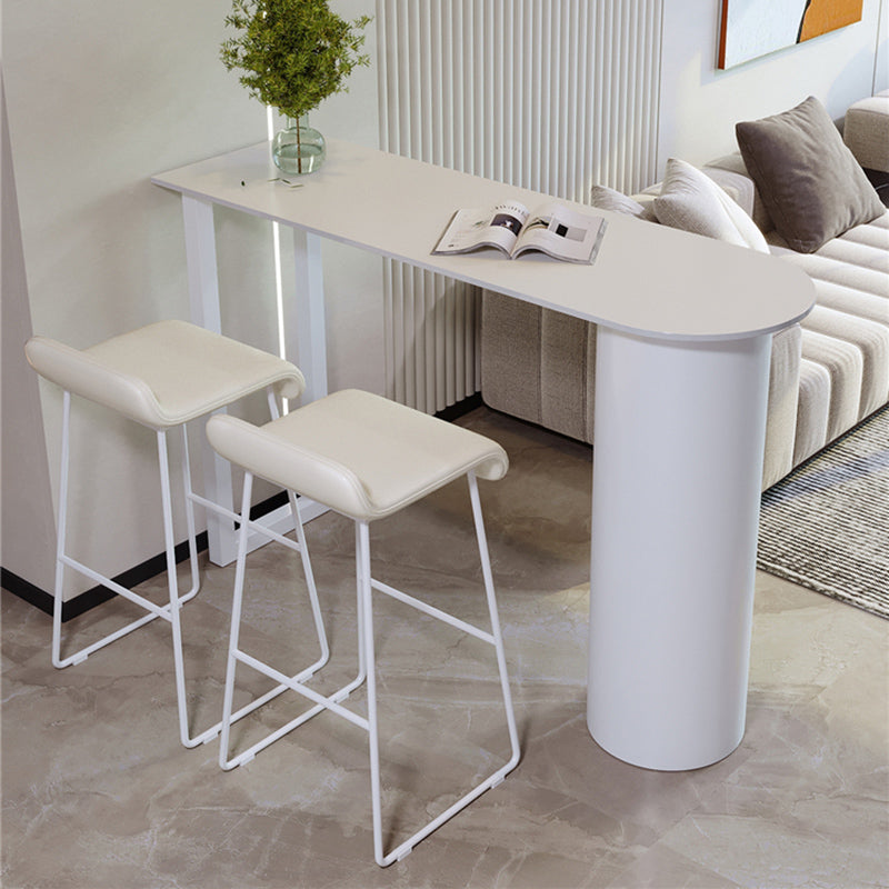 Metal and Stone Pub Set 1/2/3 Pcs Modern Indoor Bar Table with Upholstered Stools