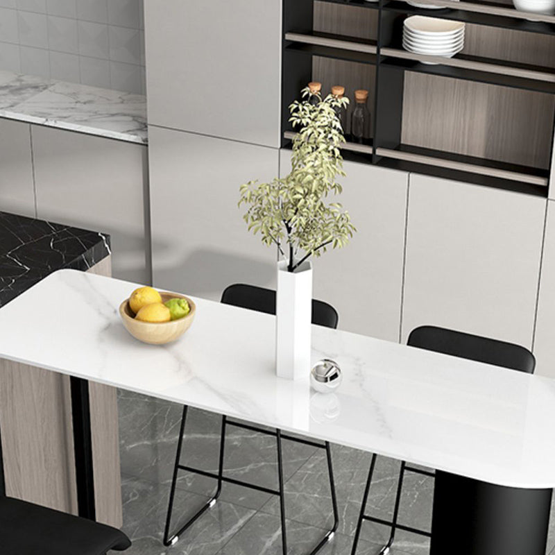 Modern 1/5 Pieces Bar Table Set Stone Counter Table with Stools for Living Room