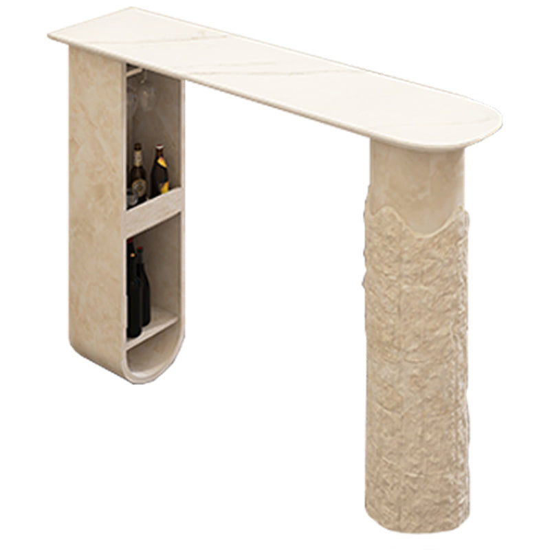 Free Form Bar Table Set 1/2 Pcs Stone Top Bar Table and Solid Wood Stools