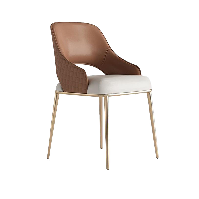 Kitchen Glam Side Chair Metal Legs Open Back Dining Arm Chair