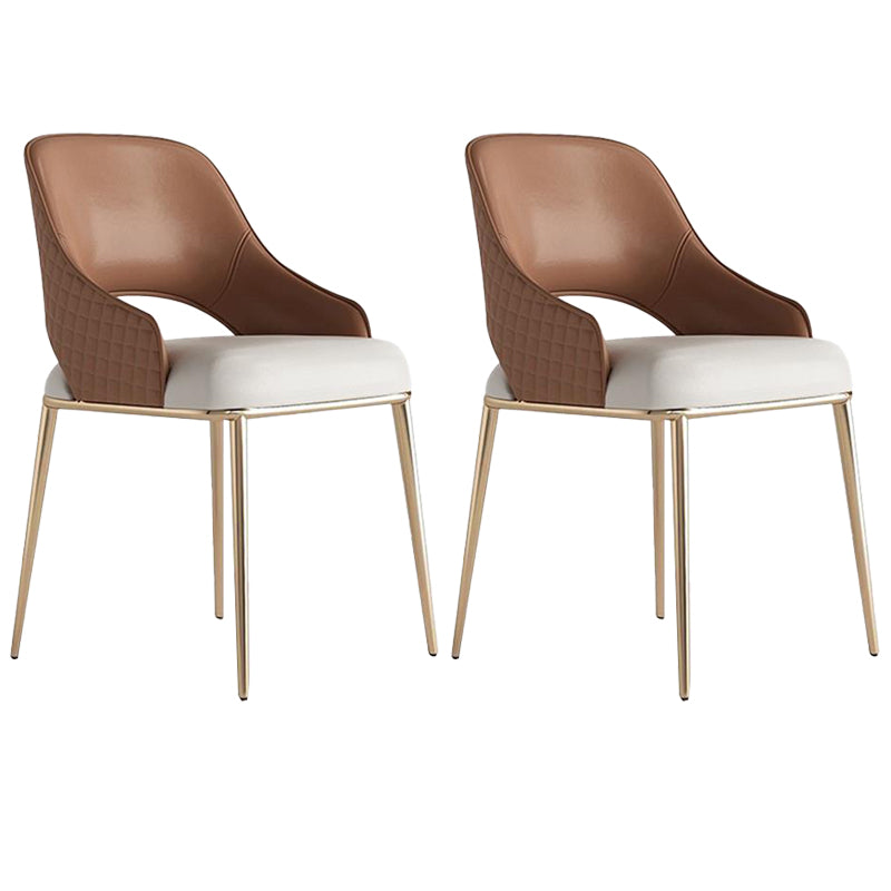 Kitchen Glam Side Chair Metal Legs Open Back Dining Arm Chair