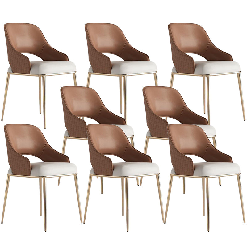 Kitchen Glam Side Chair Metal Legs Open Back Dining Arm Chair