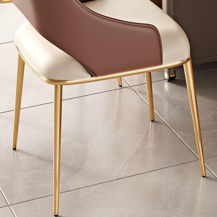 Kitchen Glam Side Chair Metal Legs Open Back Dining Arm Chair