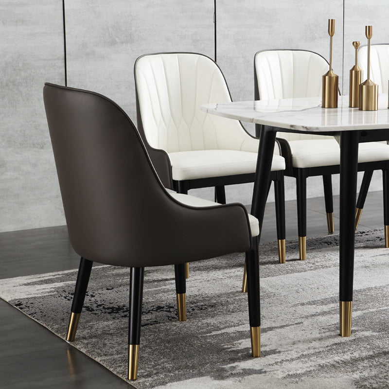 Industrial Upholstered Dining Chairs Parsons Chair in Black Legs