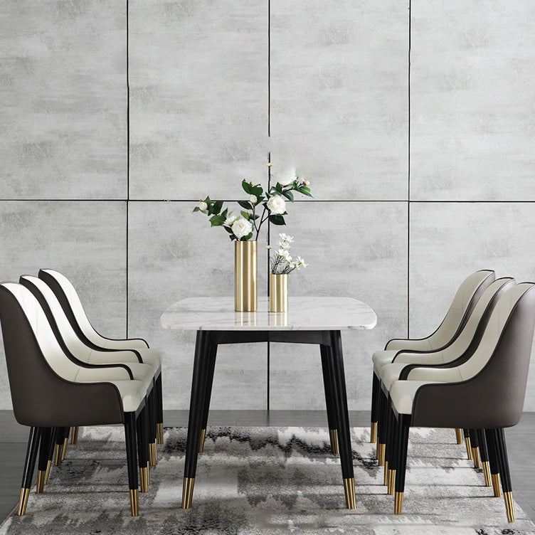 Industrial Upholstered Dining Chairs Parsons Chair in Black Legs