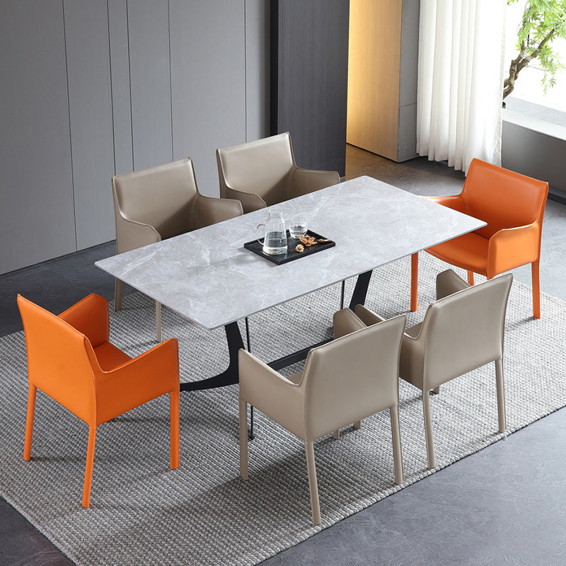 Dining Room Upholstered Arm Chair Faux Leather Parsons Chair