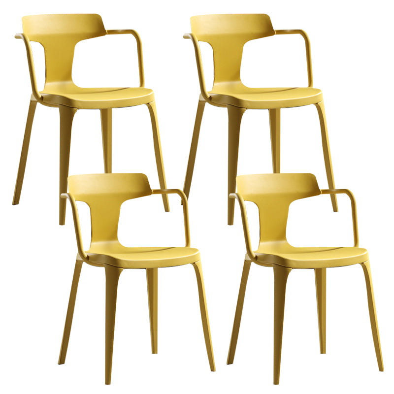 Open Back Dining Side Chair Contemporary Plastic Dining Arm Chair